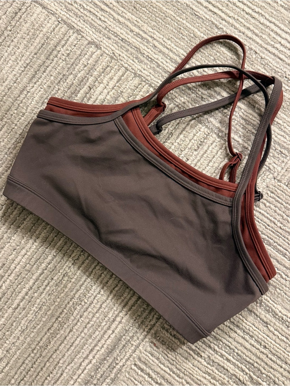 Double layered chocolate brown sports bra